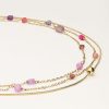 Driedubbele ketting met roze en paarse kraaltjes - Image 4