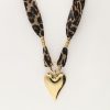Panterprint cord ketting met statement hart - Image 4