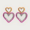 Sunrocks oorhanger met twee hartjes en kralen
